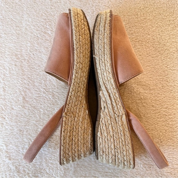 KENNETH COLE SOFT NUBUCK BLUSH SLINGBACK ESPADRILLE RAFFIA PEEP TOE SANDAL SZ 10 - Picture 3 of 10